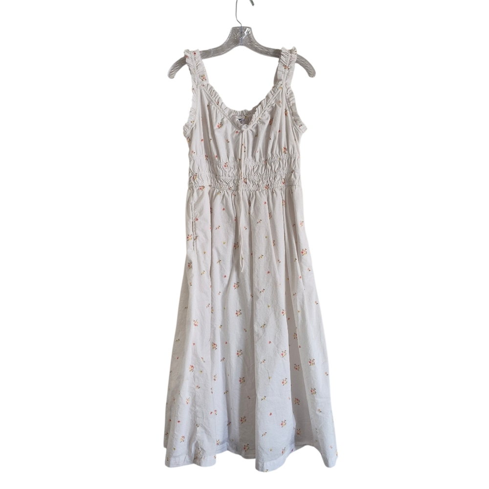 Old Navy Maxi Dress Women's Medium White Floral Feminine Prairie Casual